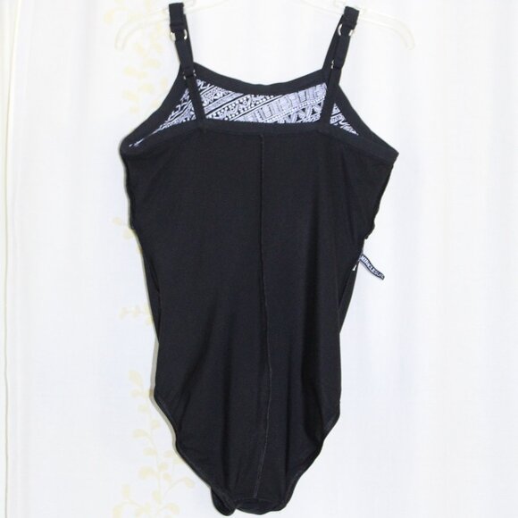 Miraclesuit Castaway Zephyr One Piece Black White Underwire Swimsuit Women's 14 - Picture 5 of 7